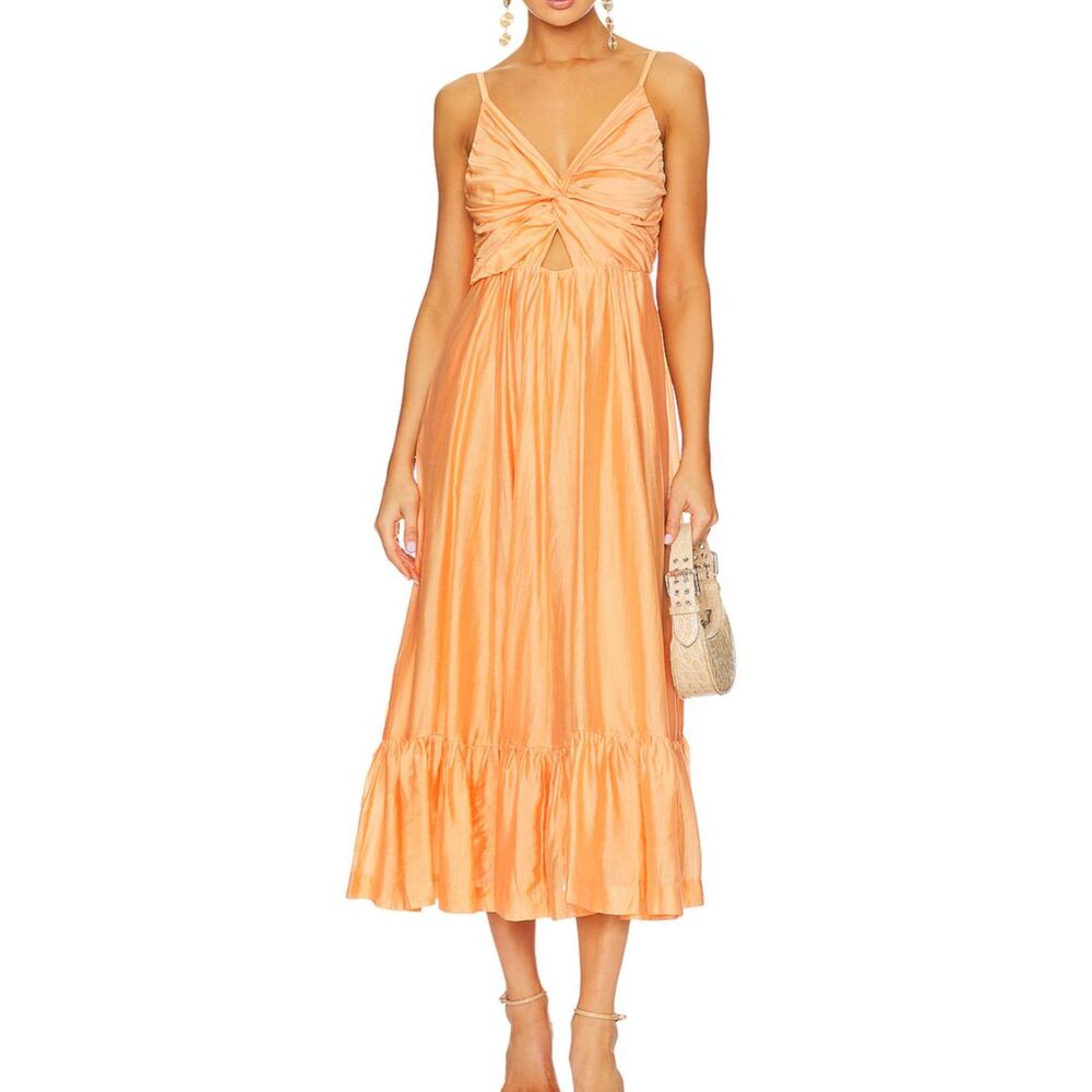 Sabina Musayev Olinda Dress Cut-Out Sleeveless Peach Sz M